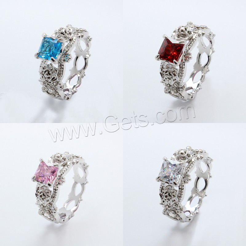 Cubic Zirconia Finger Ring, Zinc Alloy, platinum color plated, different size for choice & for woman & with cubic zirconia, more colors for choice, Sold By PC