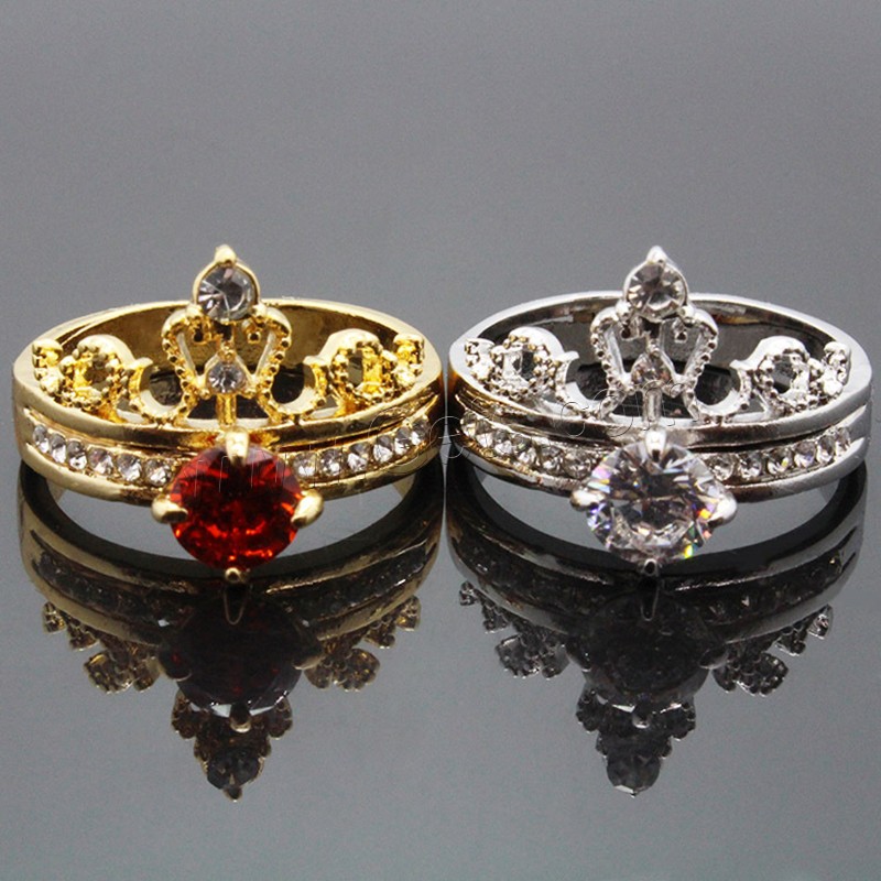 立方ジルコニアの指輪, 亜鉛合金, 王冠, メッキ, 異なるサイズの選択 & 女性用 & キュービックジルコニアのある, 無色, 売り手 パソコン