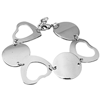 Stainless Steel Chain Bracelets, Heart, for woman, original color, 25mm Approx 7.5 Inch 