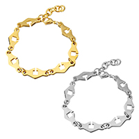Bracelets en acier inoxydable, avec 1Inch chaînes de rallonge, Placage, pour femme, plus de couleurs à choisir Environ 7 pouce, Vendu par brin