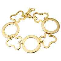 Bracelets en acier inoxydable, avec 1Inch chaînes de rallonge, Placage de couleur d'or, pour femme 27mm Environ 7 pouce, Vendu par brin