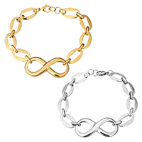 Stainless Steel Chain Bracelets, Infinity, plated, for woman Approx 8.5 Inch 