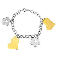 Stainless Steel Charm Bracelet, plated, oval chain & for woman  5.5mm Approx 7.5 Inch 