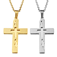 Stainless Steel Jewelry Necklace, Cross, plated, Unisex & oval chain 1mm Approx 19 Inch 