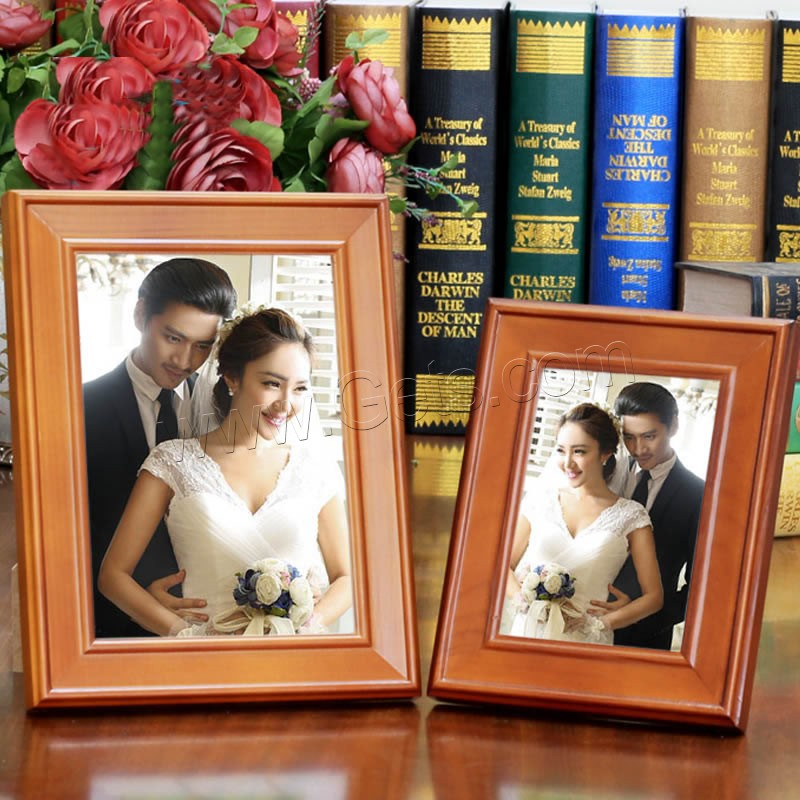 Wood Photo Frame, Rectangle, Available For Table Top or Wall-Hanging & different size for choice, more colors for choice, Sold By PC