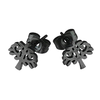 Stainless Steel Stud Earring, Tree, plumbum black color plated, for woman 