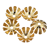 Латунный колпачок для бусин, Латунь, Форма цветка, плакированный настоящим золотом отверстие:Приблизительно 2.5mm, продается PC