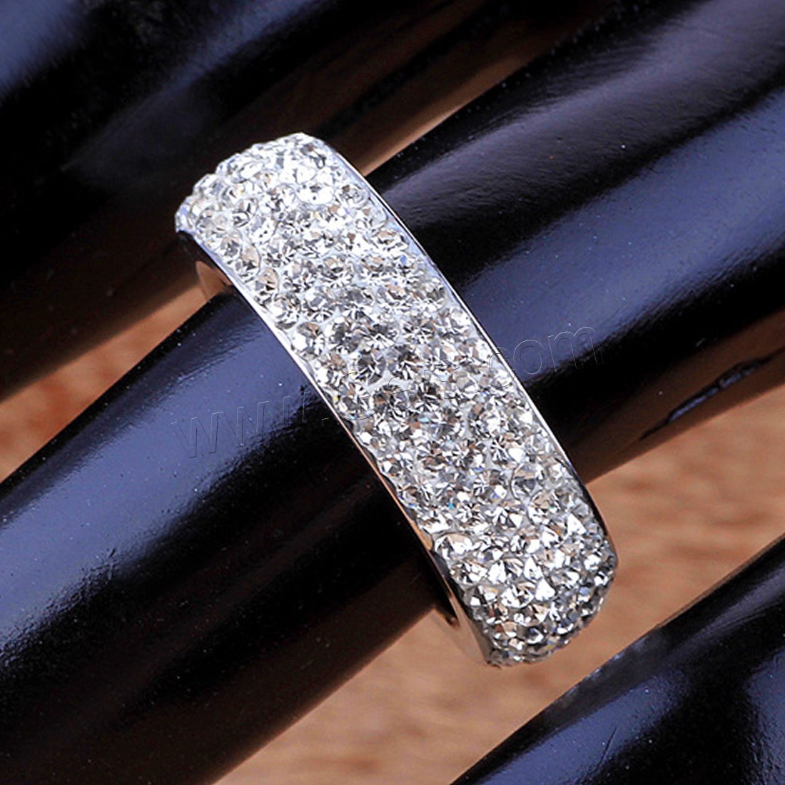 Anillo de dedo de acero Titanium de, Partículas de acero, con Cristal, diverso tamaño para la opción & para mujer, color original, 6mm, Vendido por UD