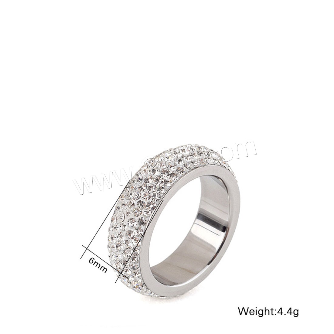 Титан Сталь палец кольцо, титан, с Кристаллы, разный размер для выбора & Женский, оригинальный цвет, 6mm, продается PC