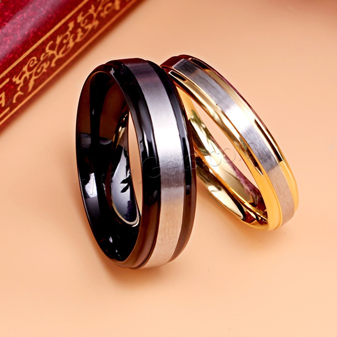 Partículas de acero anillo de los pares, chapado, unisexo & diverso tamaño para la opción, 6mm,4mm, Vendido por UD