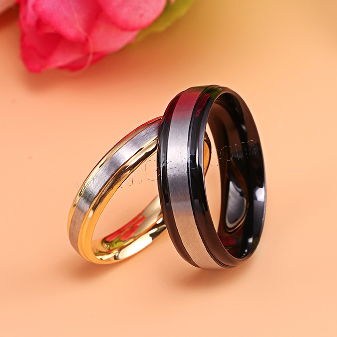 Partículas de acero anillo de los pares, chapado, unisexo & diverso tamaño para la opción, 6mm,4mm, Vendido por UD