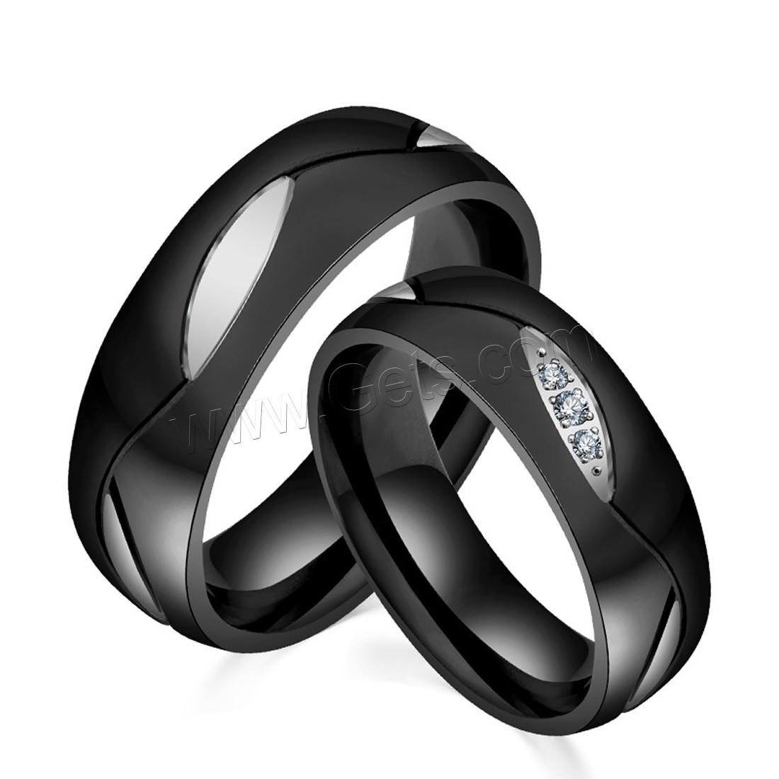 Titanstahl Paar- Ring, plattiert, unisex & verschiedene Größen vorhanden & mit Strass, keine, 6mm, verkauft von PC