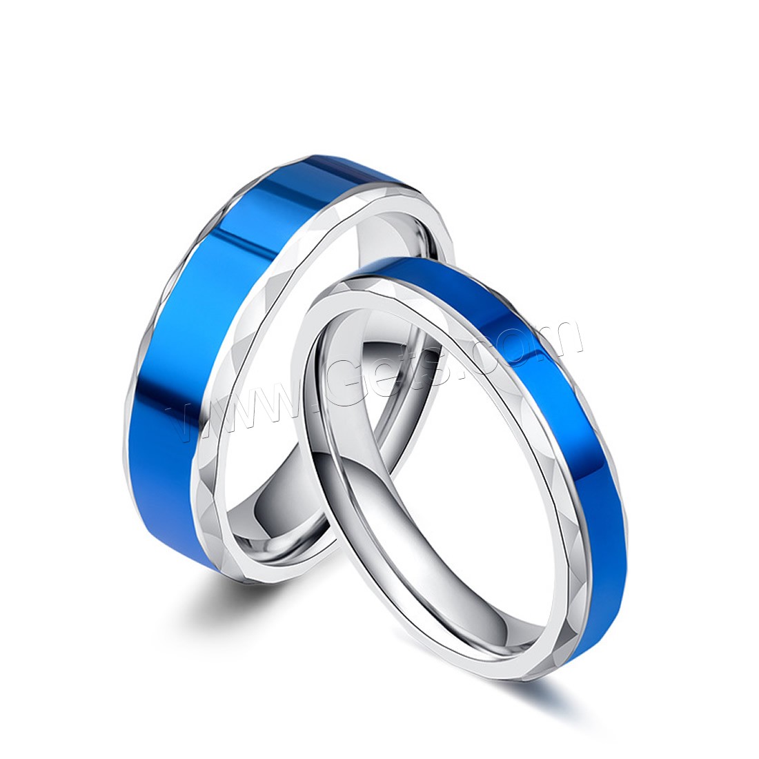 Couple Finger Rings, Titanium Steel, plated, Unisex & different size for choice, two different colored, 6mm,4mm, Sold By PC
