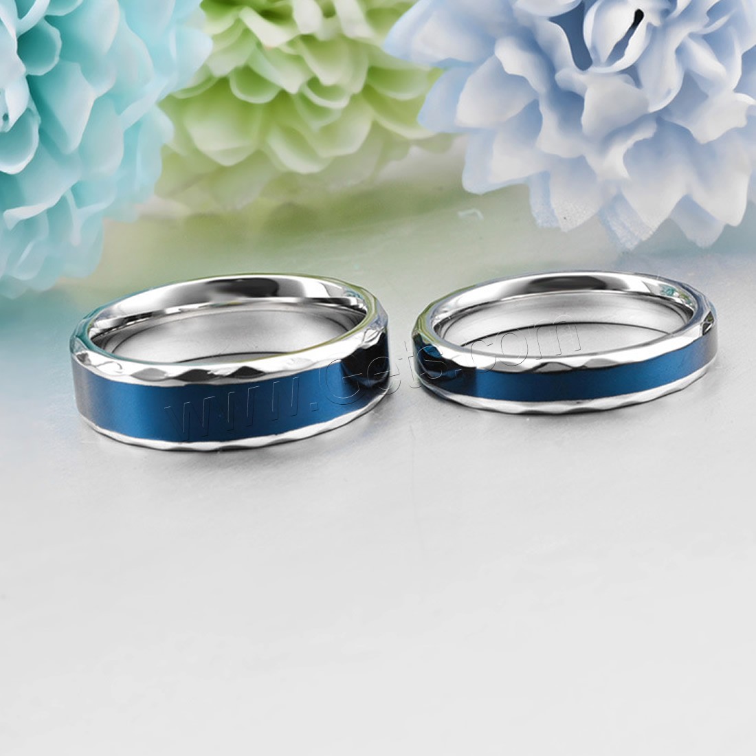 Couple Finger Rings, Titanium Steel, plated, Unisex & different size for choice, two different colored, 6mm,4mm, Sold By PC