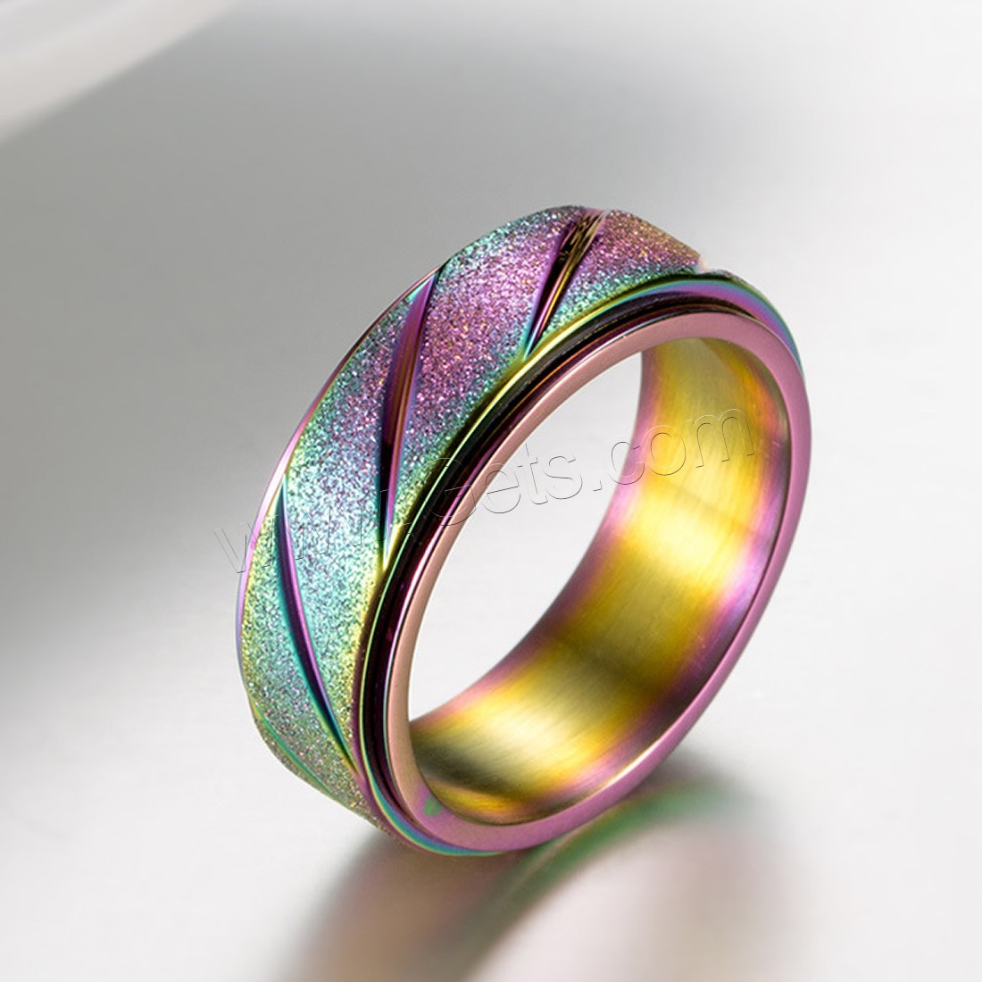 Titanium Steel Finger Ring, plated, rotatable & Unisex & different size for choice & frosted, more colors for choice, 8mm, Sold By PC