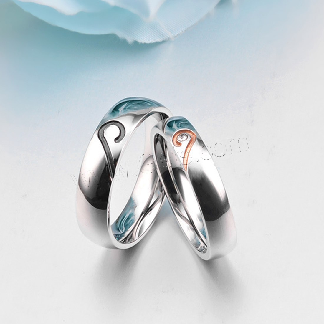 Couple Finger Rings, Titanium Steel, platinum color plated, Unisex & different size for choice & with rhinestone, 5mm,4mm, Sold By PC