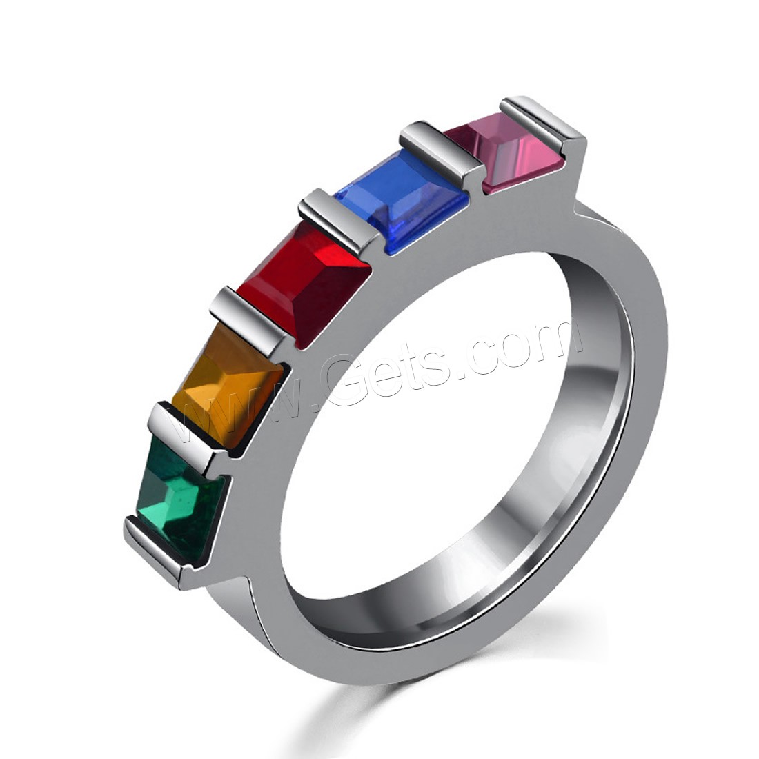 Titanium Steel Finger Ring, with Cubic Zirconia, platinum color plated, Unisex & different size for choice & with cubic zirconia, 4mm, Sold By PC