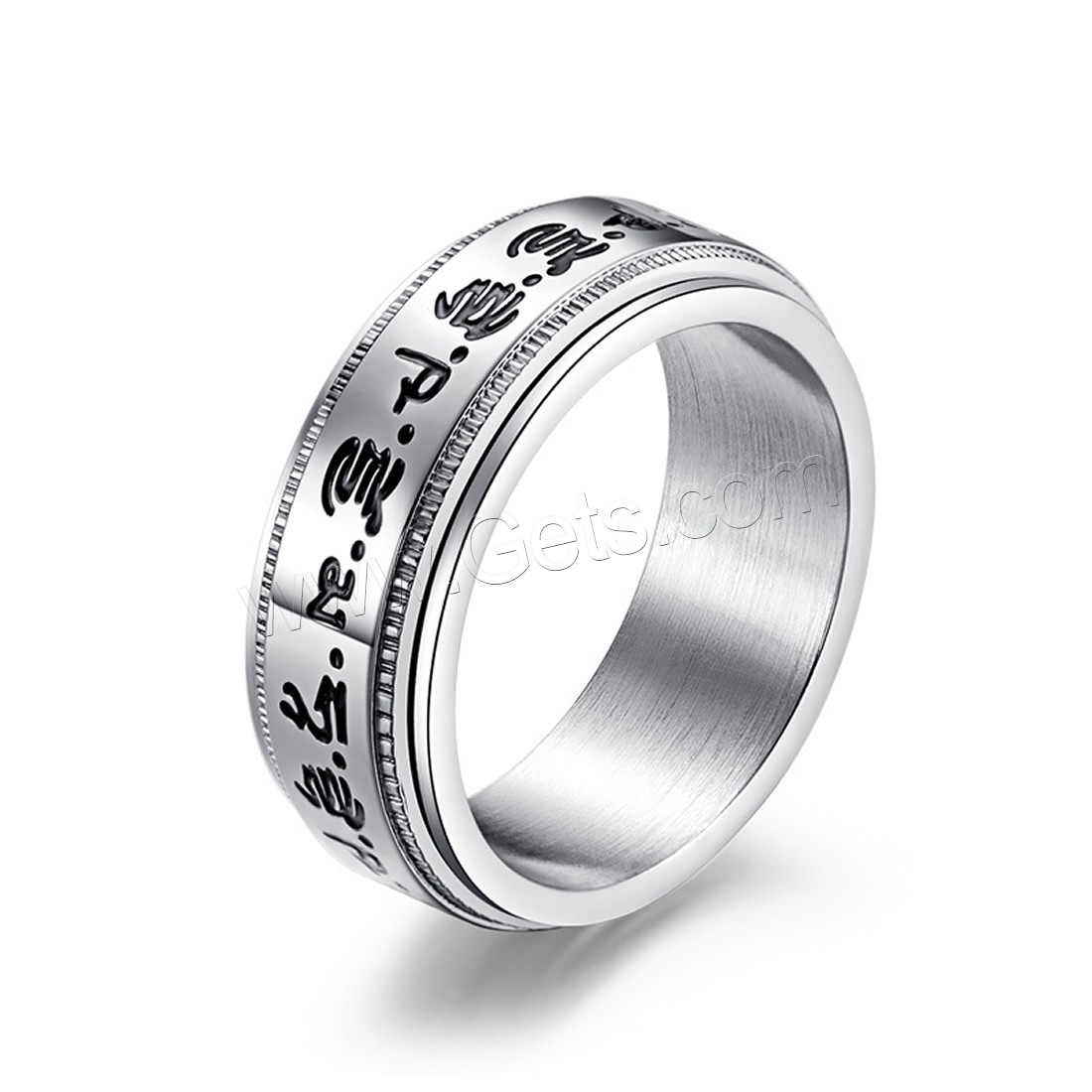 Titanium Steel Finger Ring, platinum color plated, rotatable & Unisex & different size for choice & enamel, 7.9mm, Sold By PC