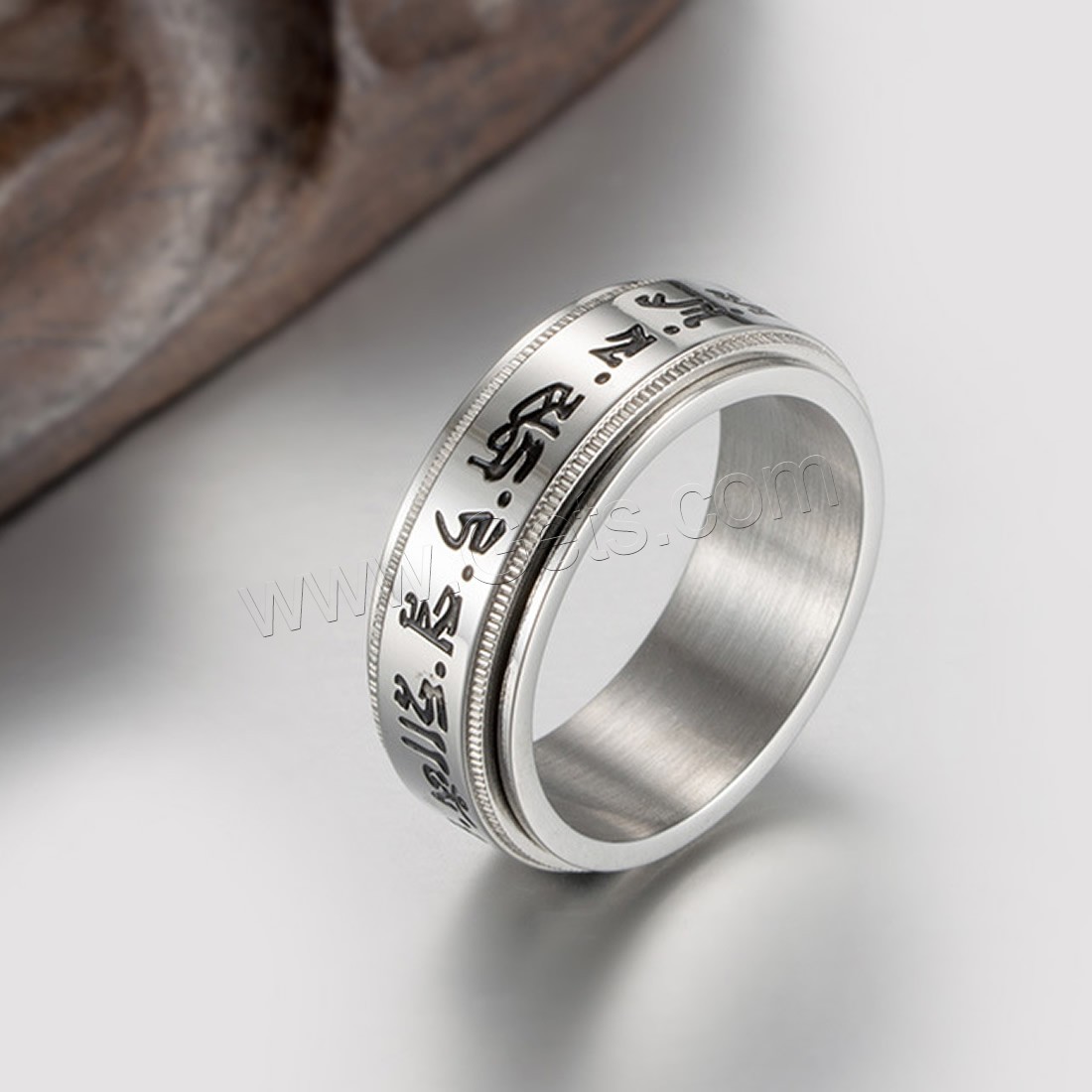 Titanium Steel Finger Ring, platinum color plated, rotatable & Unisex & different size for choice & enamel, 7.9mm, Sold By PC