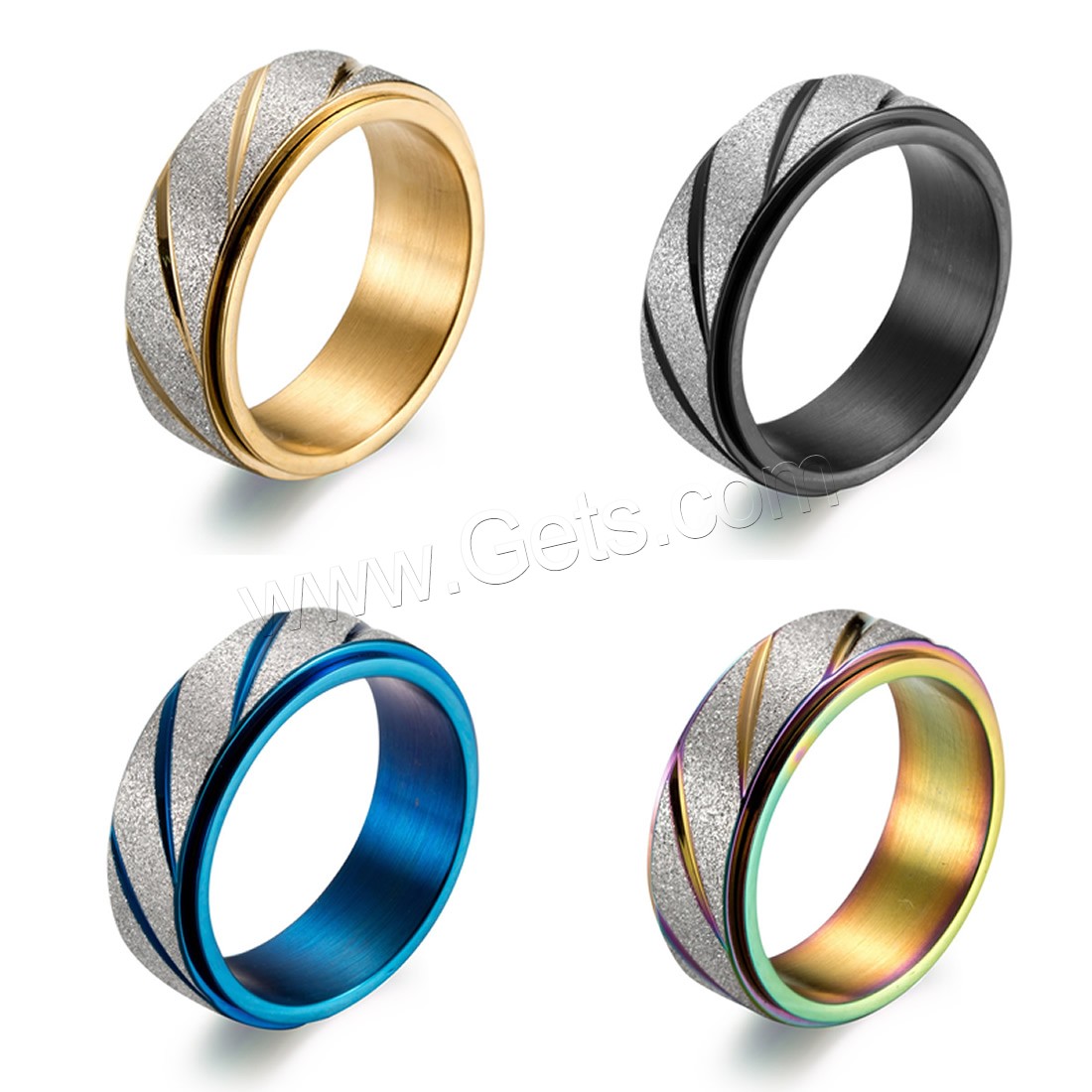 Partículas de acero anillo, chapado, rotativo & unisexo & diverso tamaño para la opción & glaseado, más colores para la opción, 8mm, Vendido por UD