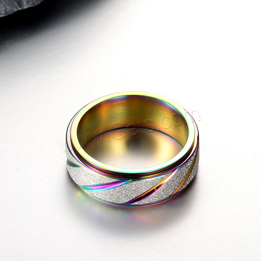 Titanium Steel Finger Ring, plated, rotatable & Unisex & different size for choice & frosted, more colors for choice, 8mm, Sold By PC