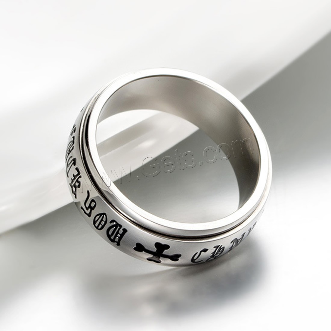Titanium Steel Finger Ring, platinum color plated, rotatable & Unisex & different size for choice, 8mm, Sold By PC