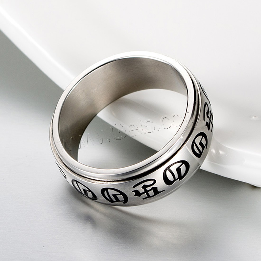 Титан Сталь палец кольцо, титан, Платиновое покрытие платиновым цвет, вращающийся & Мужская & разный размер для выбора, 8mm, продается PC