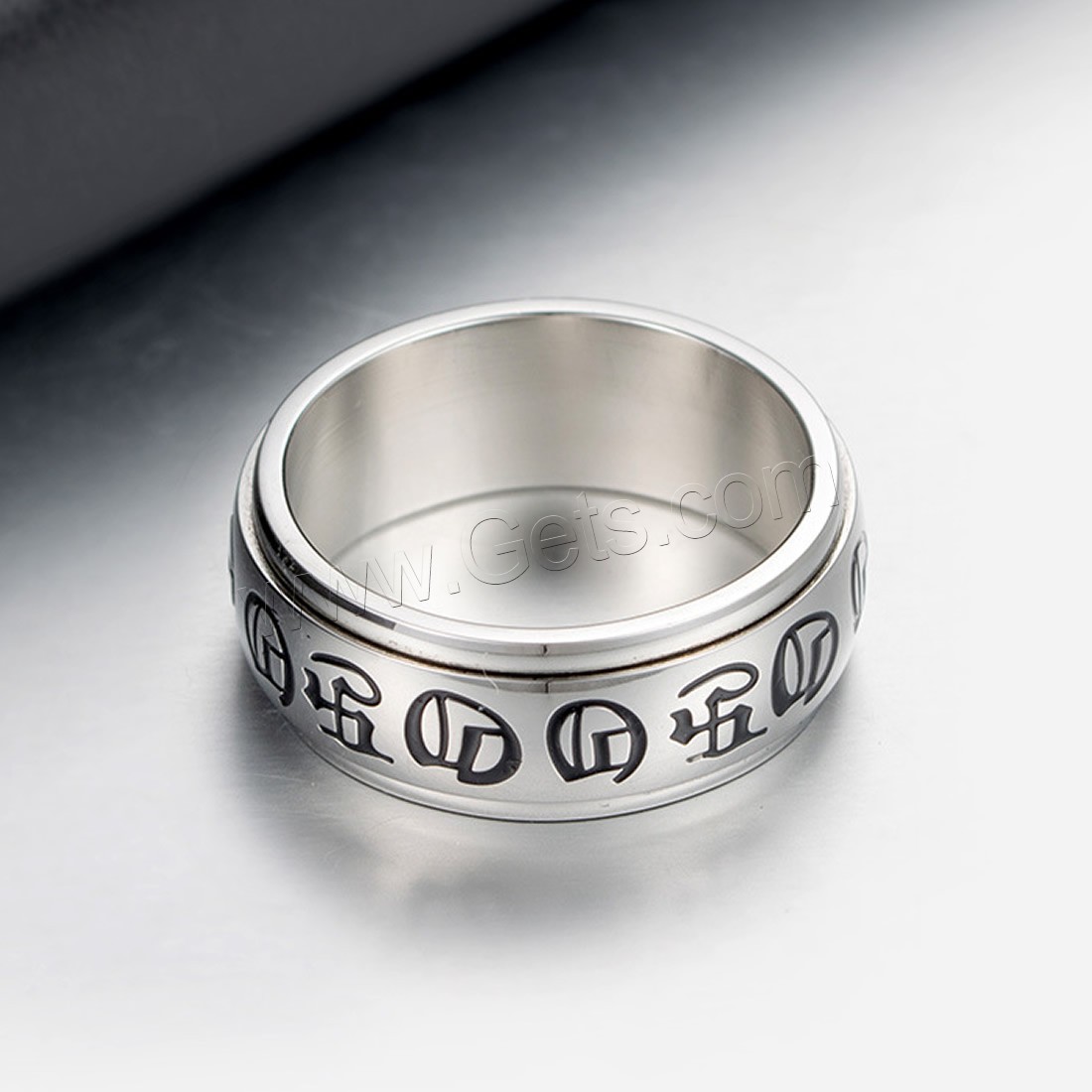 Титан Сталь палец кольцо, титан, Платиновое покрытие платиновым цвет, вращающийся & Мужская & разный размер для выбора, 8mm, продается PC