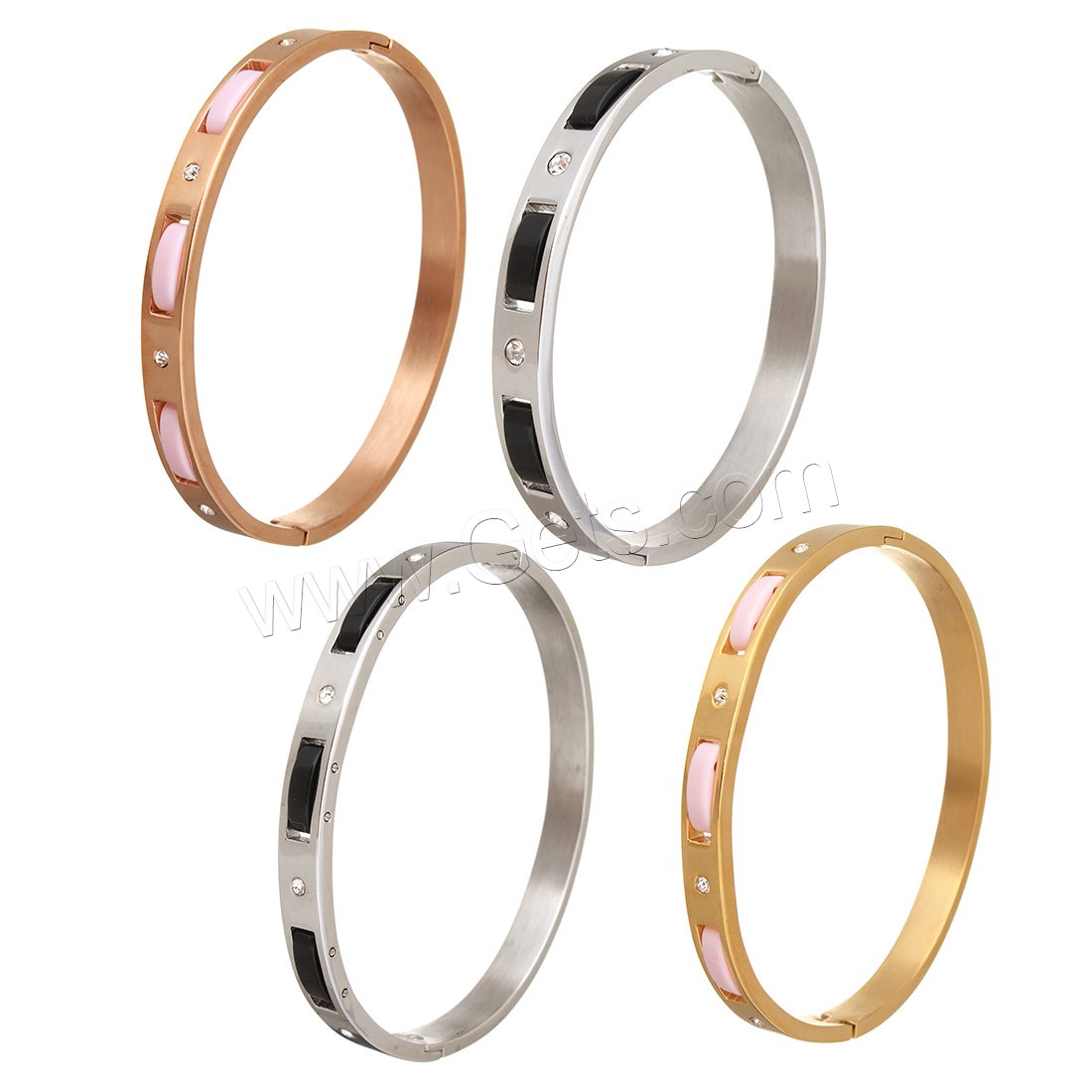 Stainless Steel Bangle, with Resin, plated, different size for choice & for woman & with rhinestone, more colors for choice, Sold By PC