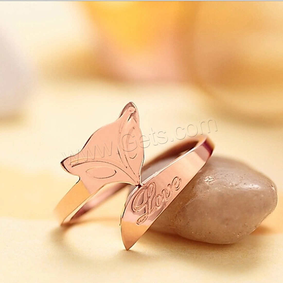 Titanium Steel Finger Ring, different size for choice & for woman, rose gold color, 4mm, Sold By PC