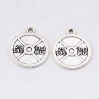 Zinc Alloy Tool Pendants, Flat Round, antique silver color plated, with letter pattern, lead & cadmium free Approx 1.5mm 