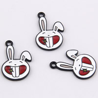 Zinc Alloy Animal Pendants, Rabbit, plated, with painted & enamel, lead & cadmium free Approx 1.5mm, Approx 