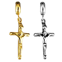 Stainless Steel Saint Pendant, Crucifix Cross, plated, without troll & blacken Approx 5mm 