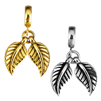 Stainless Steel European Pendants, Leaf, plated, without troll & blacken Approx 5mm 