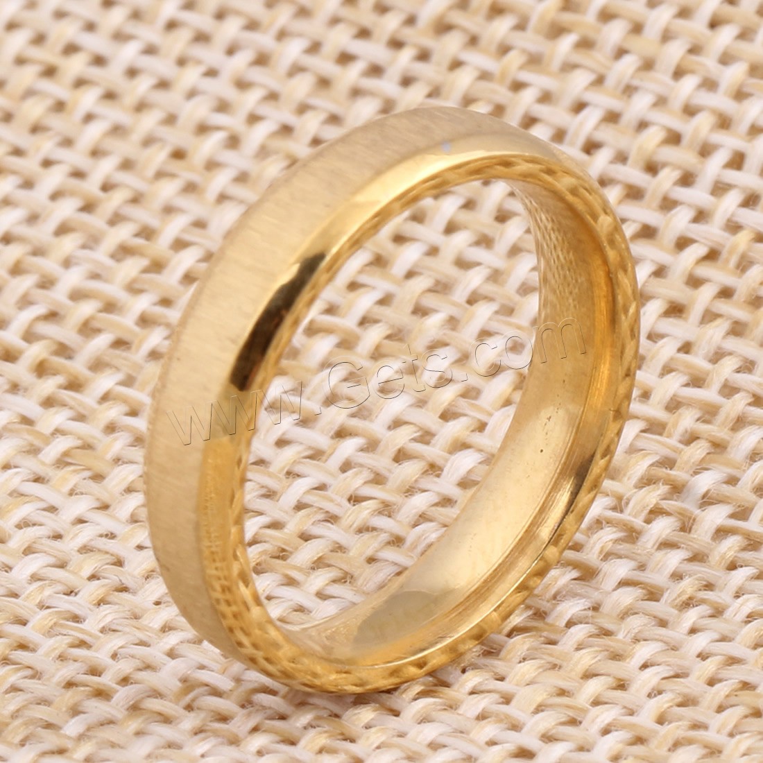 Unisex-Finger-Ring, Titanstahl, Kreisring, goldfarben plattiert, verschiedene Größen vorhanden, 3mm, verkauft von PC