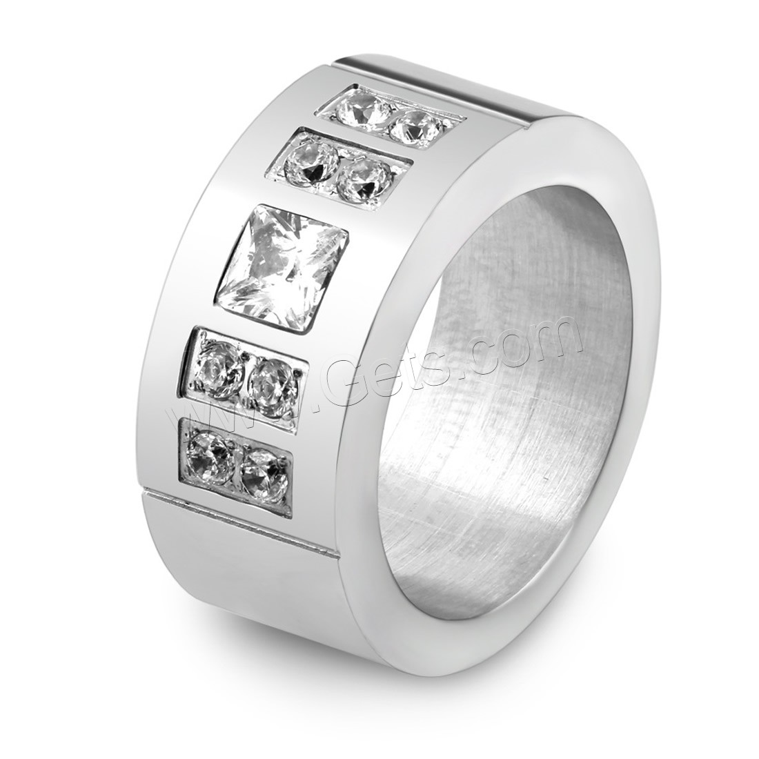 Anillo de dedo de acero Titanium de, Partículas de acero, diverso tamaño para la opción & para mujer & con diamantes de imitación, color original, 9mm, Vendido por UD