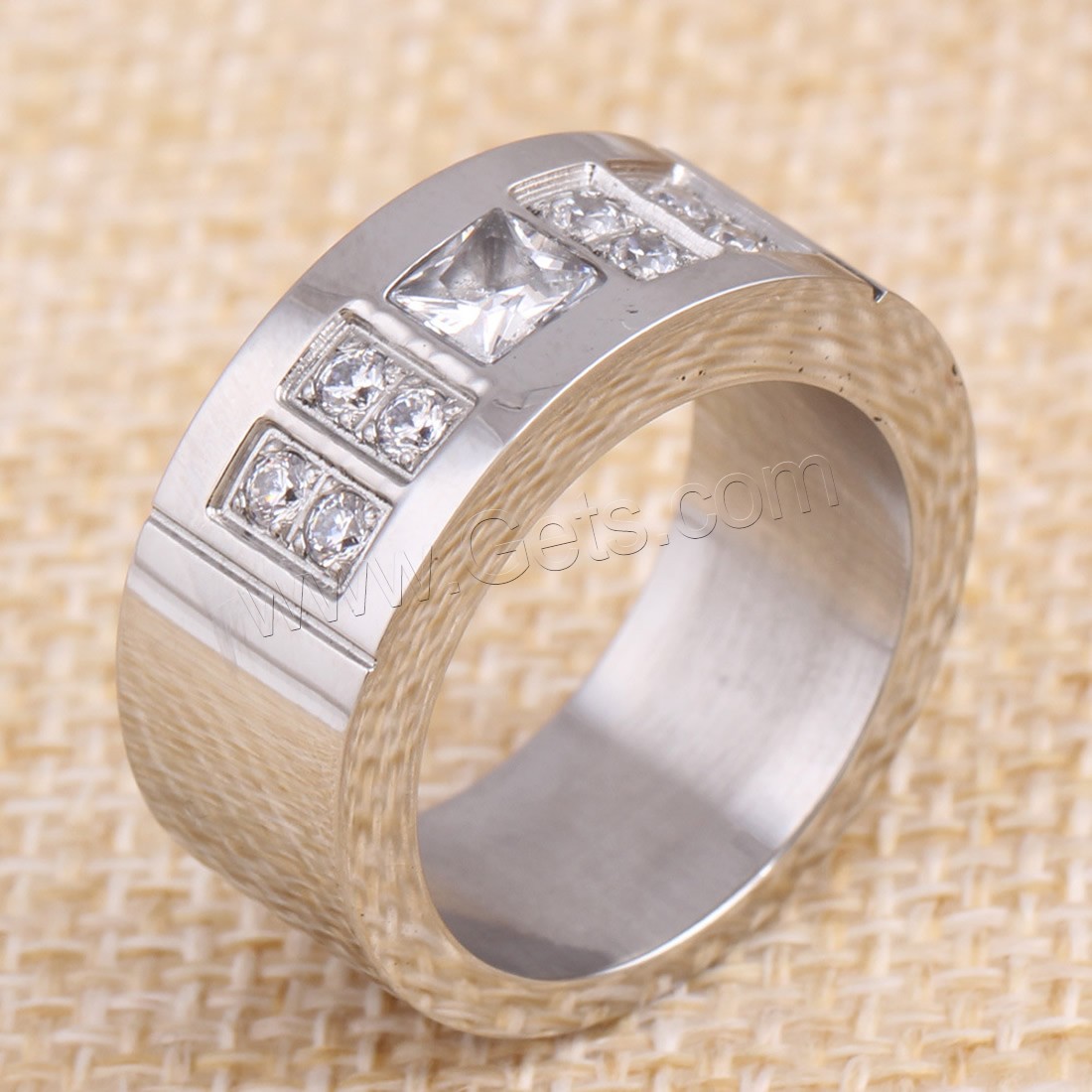 Титан Сталь палец кольцо, титан, разный размер для выбора & Женский & со стразами, оригинальный цвет, 9mm, продается PC