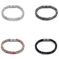 Unisex Bracelet, alliage de zinc, Placage, unisexe & avec strass, plus de couleurs à choisir, sans plomb et cadmium, 7mm Environ 7.5 pouce, Vendu par brin