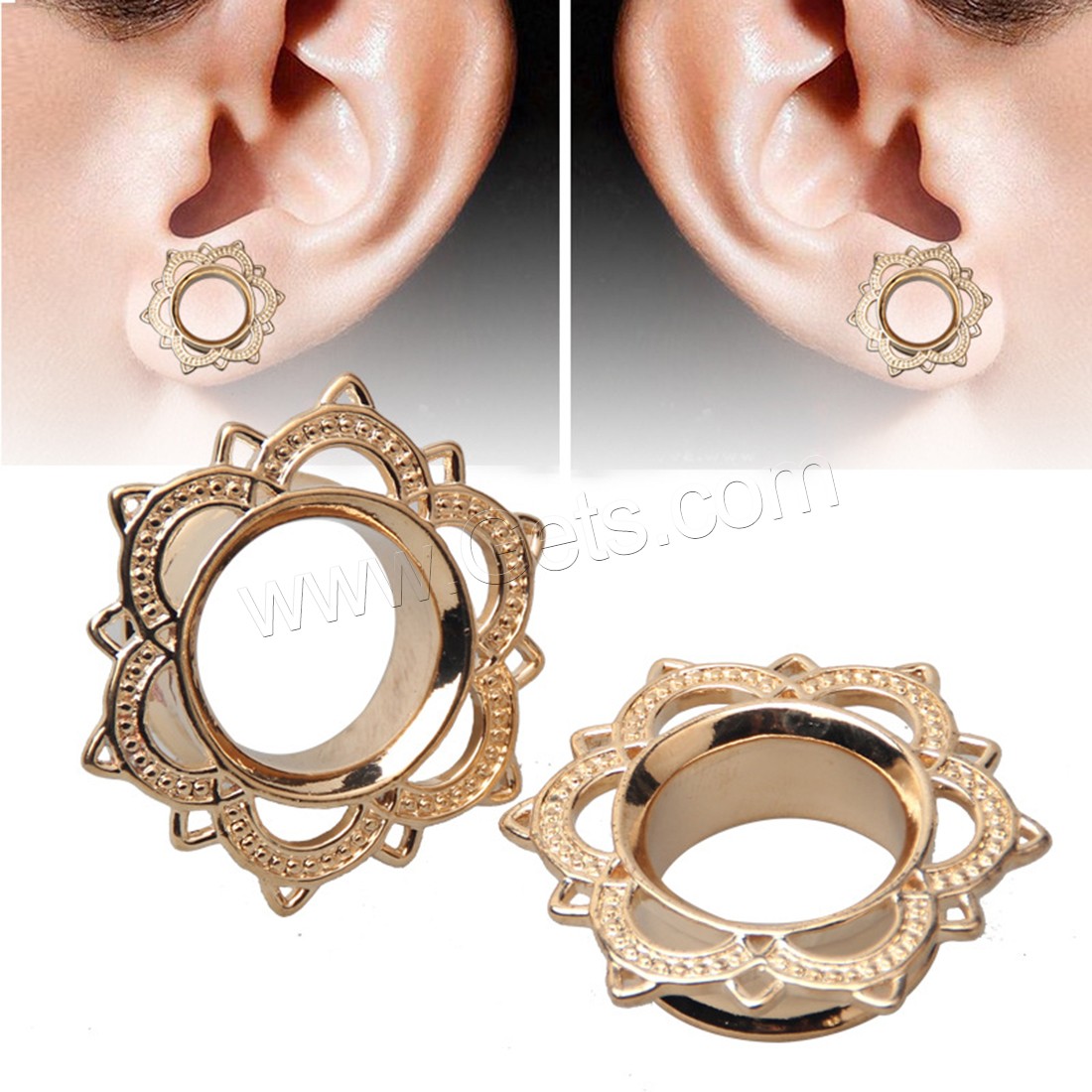 Brass Piercing Barbell, Flower, Unisex & different size for choice, more colors for choice, Sold By PC