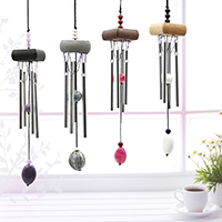 Hanging Ornaments, Aluminum, with Porcelain & Wood, silver color plated 300mm, 6mm 