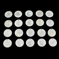 天然シェル・ペンダント, 貝, とともに 金属, 楕円, 文字は、A から Z まで & 異なるサイズの選択 & さまざまなパターンの選択, 穴:約 1.8mm, 売り手 パソコン