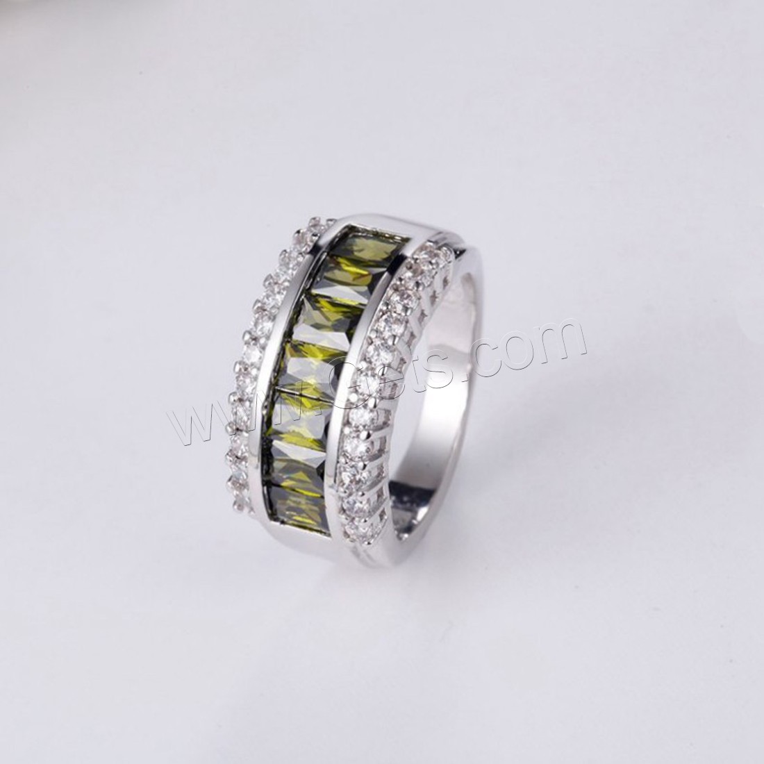 Kubishce Zirkonia Ringe, Messing, platiniert, verschiedene Größen vorhanden & für Frau & mit kubischem Zirkonia, keine, verkauft von PC