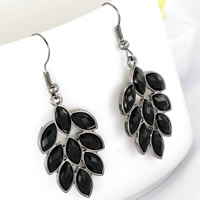 Resin Zinc Alloy Earring, with Resin, iron earring hook, Leaf, platinum color plated, for woman, lead & cadmium free, 30mm 