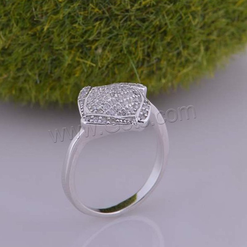 Cubic Zirconia Finger Ring, Brass, platinum plated, Unisex & different size for choice & with cubic zirconia, Sold By PC