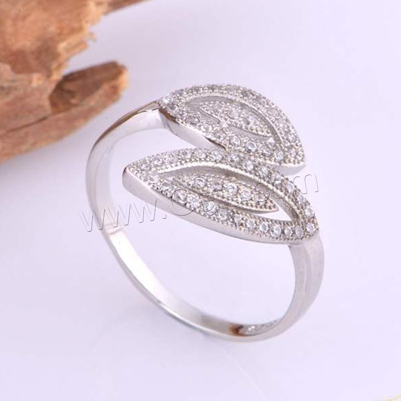 Cubic Zirconia Finger Ring, Brass, platinum plated, different size for choice & for woman & with cubic zirconia, Sold By PC