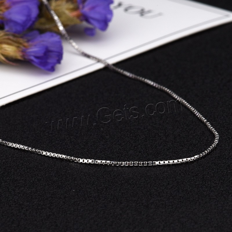 Sterling Silver Necklace Chain, 925 Sterling Silver, plated, different length for choice & box chain, more colors for choice, 0.65mm, Sold By Strand
