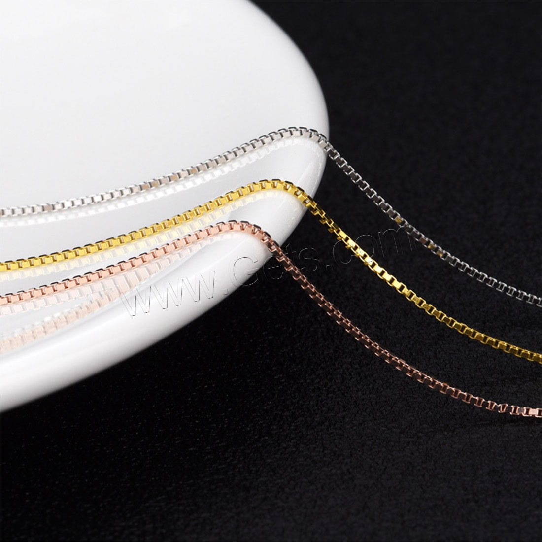 Sterling Silver Necklace Chain, 925 Sterling Silver, plated, different length for choice & box chain, more colors for choice, 1.2mm, Sold By Strand