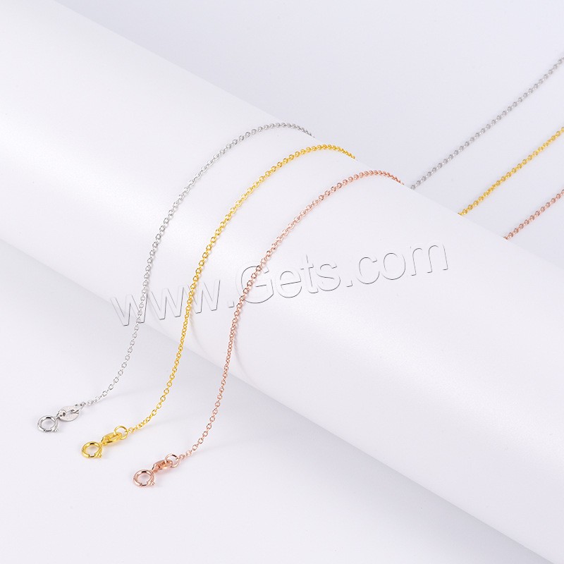 Sterling Silver Necklace Chain, 925 Sterling Silver, plated, different length for choice & oval chain, more colors for choice, 1.5mm, Sold By Strand