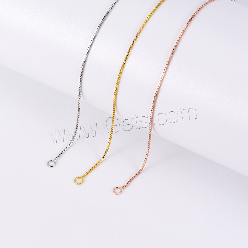 Sterling Silver Necklace Chain, 925 Sterling Silver, plated, different length for choice & box chain, more colors for choice, 1mm, Sold By Strand