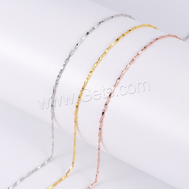 Sterling Silver Necklace Chain, 925 Sterling Silver, plated, different length for choice & bar chain, more colors for choice, 1mm, Sold By Strand